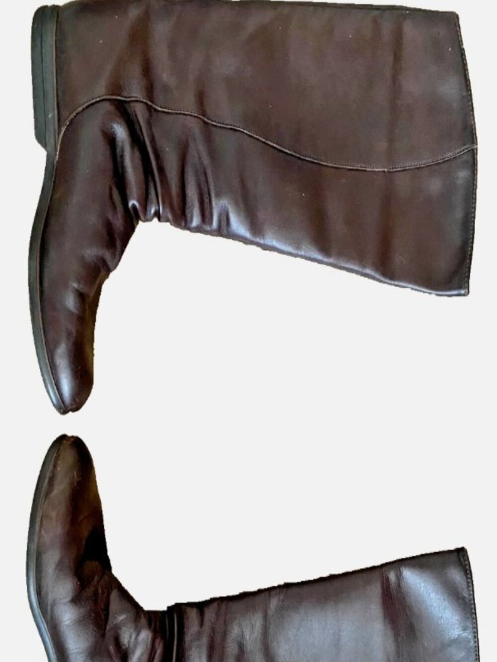 Early 90's Vtg Santana Canada Brown Leather High Boots Women 8.5 Flat Boho